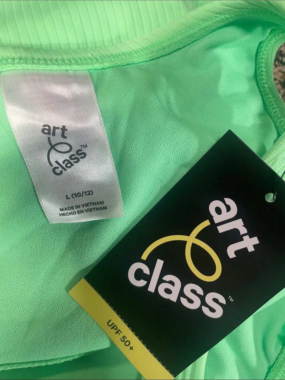 art class Neon Green One Piece Bikini Girls Size L (10/12) NWT